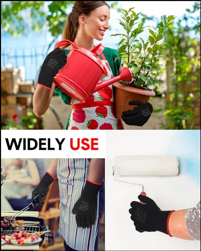 Nuogo 24 Pairs Gardening Gloves for Men Women Rubber Coated Landscaping Work Gloves Safety Work Construction - color: Black