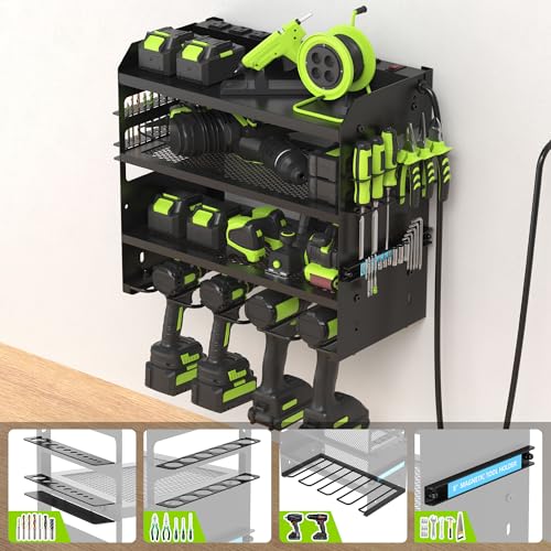 HUPBIPY Modular Power Tool Organizer Wall Mount Drill Holder Garage Shelf - color: Black 1 pack