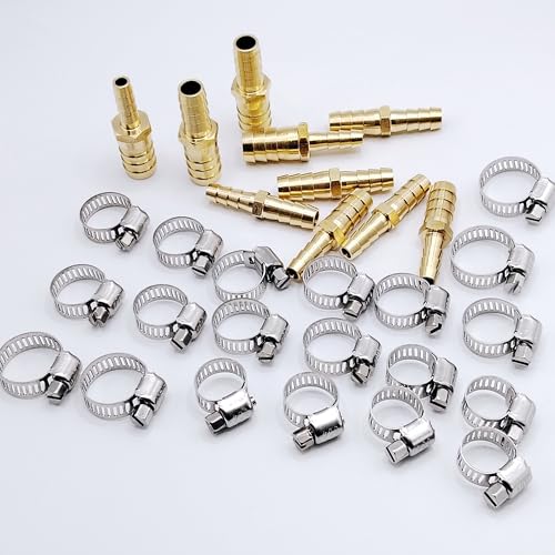 30Pcs Brass Hose Barb Reducer Fittings Assortment, 1/4'' 5/16'' 3/8'' 1/2'' ID Hose Reducing Barbed Connector, Hose Splicer Mender for Air/Oil/water/Gas Hose