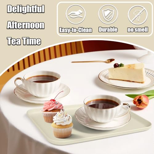Plastic Serving Trays, 12 Pack Cafeteria Trays Plastic Fast Food Tray for DIY Projects, Painting, Beads, Organizing Supply, 9.4 X 6.7 X 0.6 Inches (Light Beige) - color: Light Beige