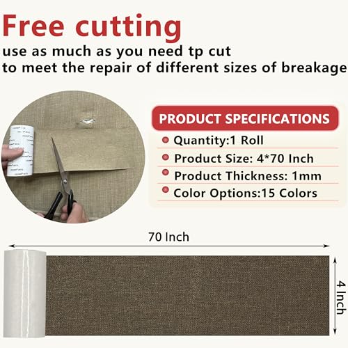 Gheeidau Linen Repair Tape 4x70 Inch Self-Adhesive Couch Patch Repair Fabric Patch for Furniture,Sofas,Cushion,Chairs,Bags,Linen Goods(Dark Brown) - color: Dark Brown