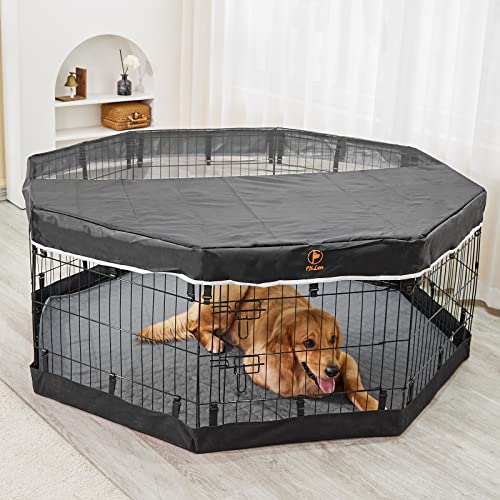 PJYuCien Playpen Bottom Pad for 24'' Width 8 Panel Pen, Hook Connect, Black - color: Only Black Bottom Pad, Elastic Buckles Connections