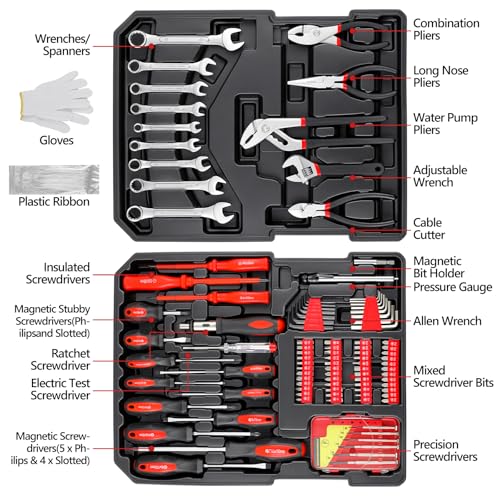 TLGREEN 799-Piece Mechanic Tool Set with Rolling Tool Box, Black - color: Black