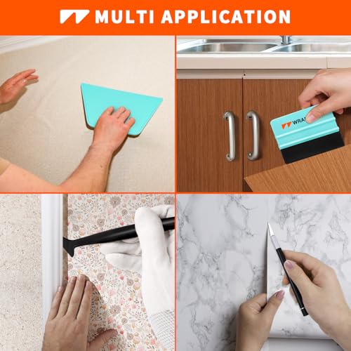 WRAPXPERT Wallpaper Tools, Smoothing Tools for Peel and Stick Wallpaper Applying, DIY Tool Kit for Contact Paper, Vinyl Backsplash, with Smoothing Squeegee, Felt Scraper, Edge Tool, Craft Knife - color: 01 Basic Kit