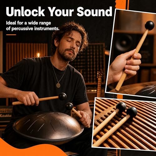 Miwayer Rubber Mallet 8/12.5/15in Drumsticks for Percussion Such as Tongue Drum, Xylophone, Glockenspiel, Handpan (15in) - color: 15in