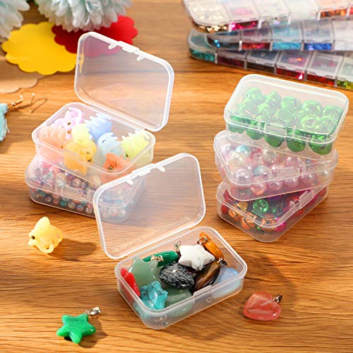 SATINIOR 24 Packs Small Clear Plastic Beads Storage Containers Box with Hinged Lid for Storage of Small Items, Crafts, Jewelry, Hardware(2.5 x 1.7 x 0.8 in) - size: 2.5 x 1.7 x 0.8 in