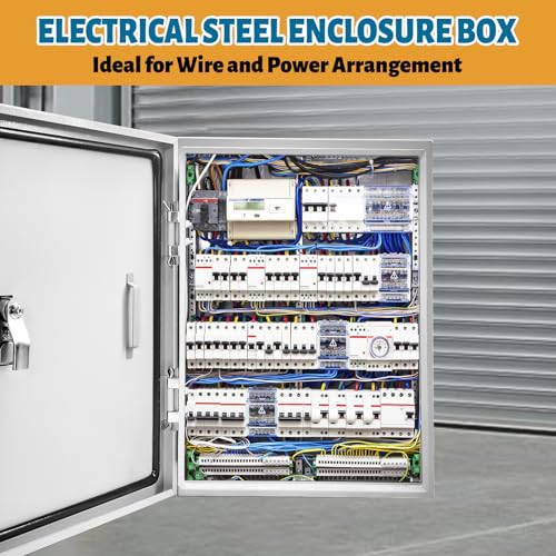 Electrical Junction Box 20x12x10, NEMA 4X IP66 Steel Enclosure Box - size: 20 x 12 x 10''