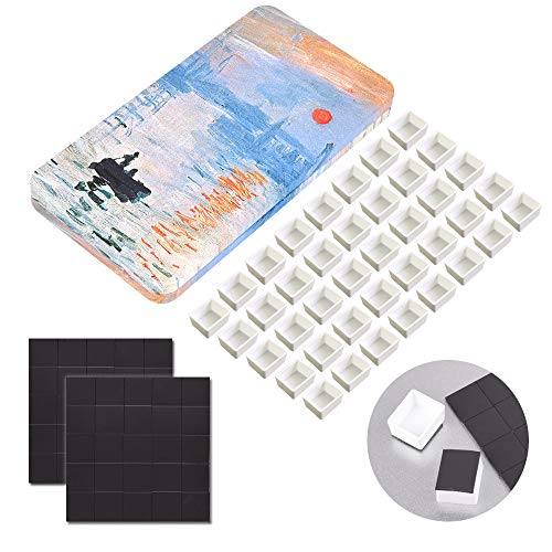 qianshan 40Pcs Empty Half Pans Watercolor Tin Palette with Magnetic Stripe - color: Sunrise