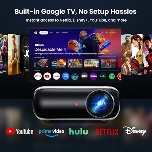 Official Licensed Google TV - HAPPRUN 4K Supported Outdoor Smart Projector - style: Official Licensed Google TV