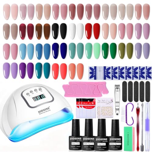 JODSONE 36Pcs Gel Nail Polish Kit with U V Light Crystal Transparent Classic Color 4 Functional Gel for All Seasons - color: KIT-17