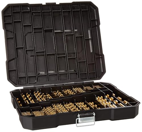 230 Pieces Titanium Twist Drill Bit Set, 135° Tip High Speed Steel, Size from 3/64" up to 1/2", Ideal Drilling in Wood/Cast Iron/Aluminum Alloy/Plastic/Fiberglass, with Hard Storage - size: 230 Piece Twist Drill Bits Set 135°
