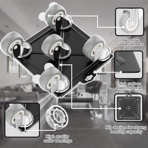2,400 lb Capacity Furniture Dolly Set, 6.8-Inch Platforms, Black - color: Black, size: 6.8x6.8 IN