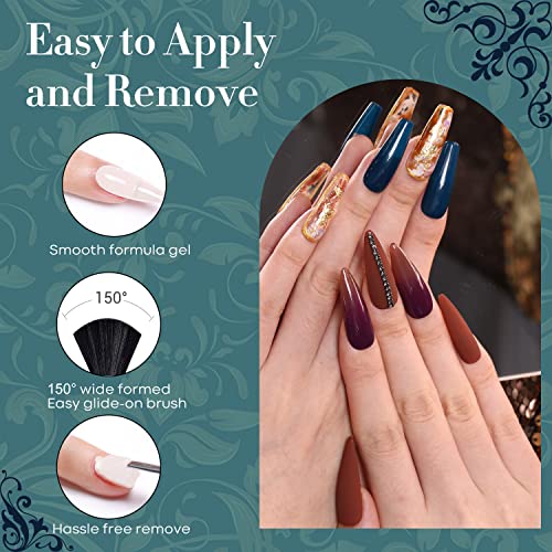modelones Fall Gel Nail Polish Set, 6 Dark Colors Brown Wine Purple Blue - color: A A A1 Dark Colors