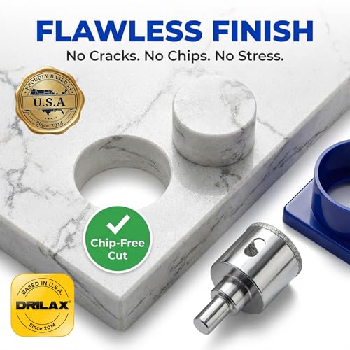 Drilax 1-1/2 Inch Diamond Hole Saw with Water Delivery System Guide Easy Drilling for Quartz, Granite, Marble, Porcelain, Ceramic, Glass Tiles - Complete Kit for Precise DIY Holes 1.5 inch - size: 1-1/2 inch