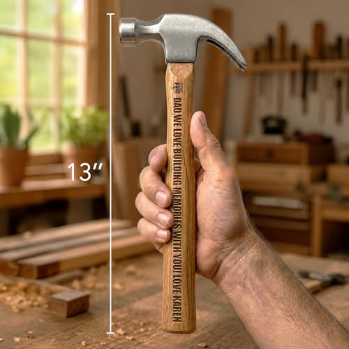 Personalized Hammer Gift for Dad - Custom Laser Engraved 13 Inch Wooden Handle Claw Hammer - Father's Day, Birthday, Christmas Gifts for Dad, Husband, Grandpa, Stepdad - You Nailed It