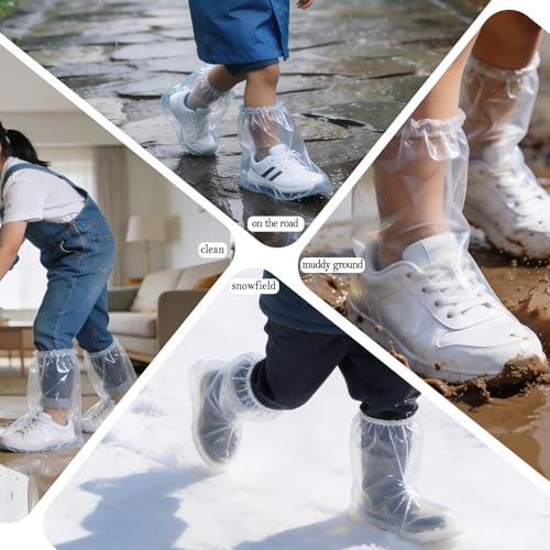 20 Pcs Individually Packaged Kids Waterproof Shoe Covers, Disposable Clear Kids Shoe Ponchos, Anti-Slip Plastic Kids Rain Shoe Covers, Perfect for Kids, Small Feet & Disney Trips (Kids, 20Pcs) - size: Kids S 20Pcs
