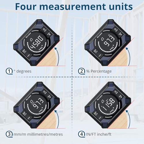 Digital Angle Finder with Laser Level(Class 2,<1mW),Rechargeable Magnetic Angle Gauge & Inclinometer,High Accuracy ±0.1°,LED Display,Angle Measuring Tool for Woodworking,Miter,Construction & Hanging
