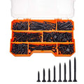 380pcs Drywall Screws Kit, 8 Sizes Wood Screws, Black Steel Drywall Screws Phillips Bugle Head and Black Phosphate Finish Self Tapping Screws Assortment for Wood Drywall Sheetrock