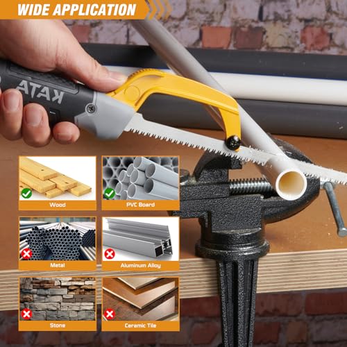 KATA 10 Inch Mini Hacksaw for Metal & Wood Cutting with 4-Piece Blades - size: 3PC Hacksaw