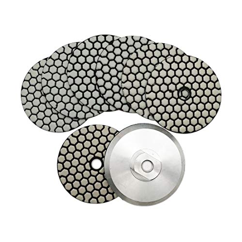 SHDIATOOL Dry Diamond Polishing Pads 4 Inch Set of 7PCS for Granite, Marble - style: Mixed Grits+Alu backer