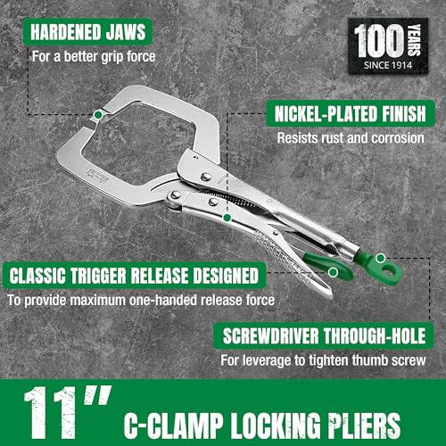 SK 11" C-Clamp Locking Pliers with Regular Jaws, Vice Grips - size: 11"