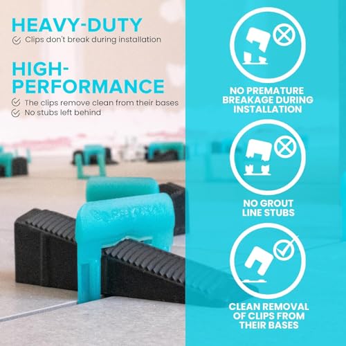 Peygran Tile Leveling System Clip 3 mm 1/8’’ (500-pack) DIY Tiles Leveler Spacers, Tile Leveling System for Professional Ceramic Tile and Stone Installation (3mm 1/8" Pack of 500) - size: 3 mm (1/8")