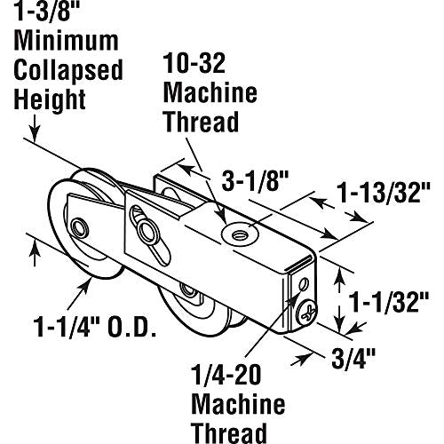 Prime-Line D 1986 1-1/4 In. Steel Ball Bearing Sliding Door Tandem Roller Assembly (Single Pack) | Tandem Assembly, Single Pack - size: 1-1/4"