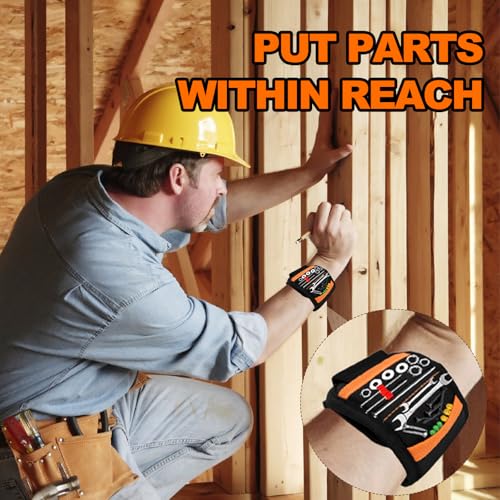 Magnetic Wristband for Tools (2-Pack) - Premium Tool Belt for Men, Heavy-Duty 20-Magnet Holds Screws DIY & Construction, Gift for Men, Cool Gadgets for Husband, Grandpa, Handyman