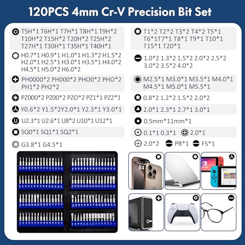XOOL 200 in 1 Precision Screwdriver Kit, Electronics Repair Tool Magnetic Driver Kit with 164 Bits, Flexible Shaft, Extension Rod for Computer, iPhone, Laptop, PC, PS4, Xbox, Nintendo - color: Blue