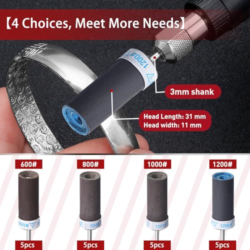 Sanding Drums Set for Dremel Rotary Tool (20Pcs-Mixed Grits) - style: 600 800 1000 1200 Grit