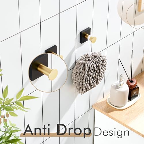 KOKOSIRI Robe Hooks Bath Towel Hooks for Wall Closet Kitchen Hanging Towels Bathroom Hardware Black with Gold Stainless Steel 2 Pack, B1016GDK-P2 - color: Black Gold, size: 2 Pack