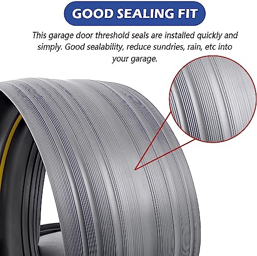 ToLanbbt 12Ft/3.7M Universal Garage Door Rubber Threshold Strip with 300ml Black Adhesive/Sealant, Weatherproof Seal Strip DIY Weather Stripping Replacement (Grey+Yellow) - color: Grey+Yellow, size: 12 Ft (incl. 1 adhesive)