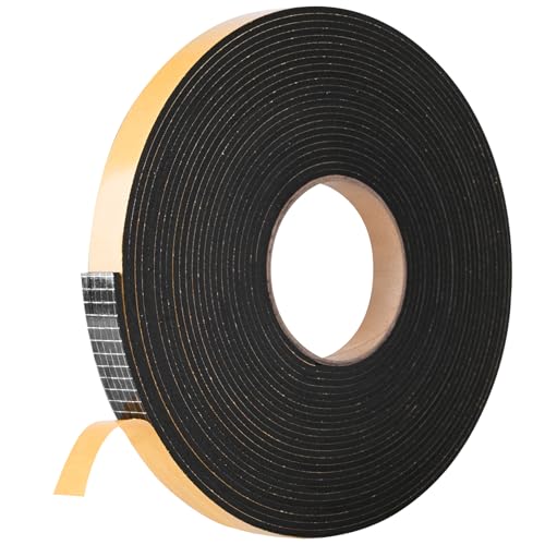 Self Adhesive Foam Tape Weatherstrip 1in x 1/4in x 33Ft High Density Foam Insulation Strips Foam Seal Weather Stripping with Strong Adhesive for Door and Window Sound Isolation Soundproofing - size: 1in x 1/4in x 33Ft