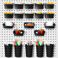 Yookeer 20 Pcs Pegboard Bins and Cups Accessories with Hooks, Black - color: Black