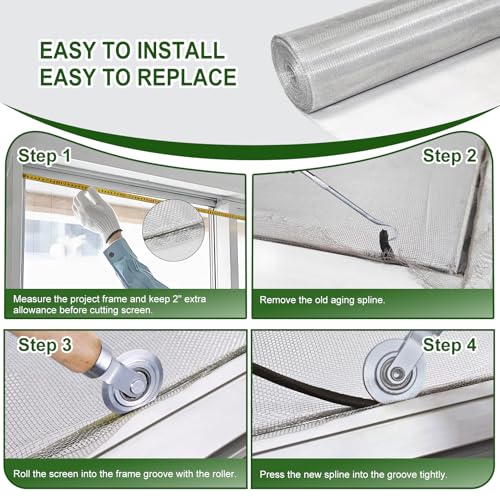 Aluminum Window Screen mesh, 3'x25' Replacement Mosquito Net Roll, Silver - color: Silver, size: 3'x25'
