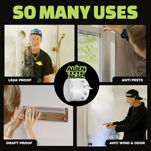 Alien Draft Seal Set of 49 Feet Anti-Draft Adhesive and Flexible Flap to Seal Gaps Around Doors and Windows As Seen On TV - size: 49 Feet - Pack of 1