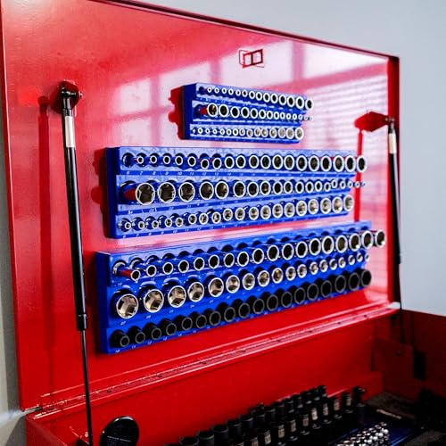 Olsa Tools Magnetic Socket Holder 3/8-Inch Drive Metric, Blue, 54 Slots - color: Blue, size: 3/8-Inch Drive, Metric