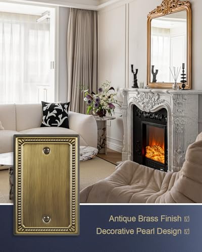 Switch Plates Outlet Covers, 2-Pack Antique Brass Metal Wall Plates - color: Antique Brass, size: 1 Blank 2PK