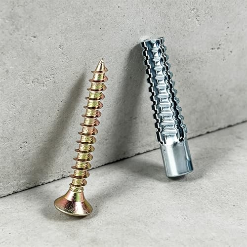 50 Sets Self Drilling Drywall Anchors Assortment Kit, 8MM Zinc Plated Heavy Duty Expansion Wall Anchors with Screws, Hardware for Drywall Concrete Brick Anchors and Wooden Wall