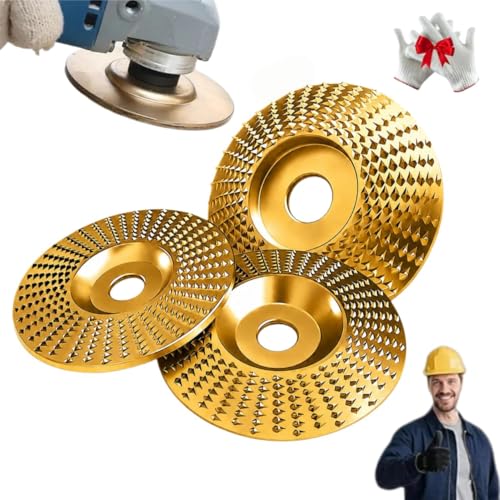Heavy-Duty Wood Carving Disc Set, Tungsten Carbide Cutting Wheel, Angle Grinder Wood Carving Disc Set, Angle Grinder Polishing Pad for 4" & 4-1/2"Grinders, Sanding(3*Flat Surface)
