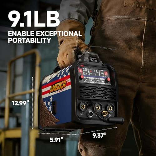 ANDELI 4-in-1 MIG Welder with 2.4GHz Wireless Remote 145A，110V/220V - color: Blue2