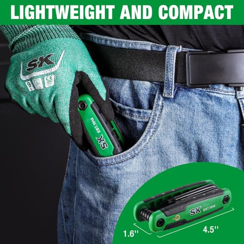 SK Folding Allen Wrenches Sets, Metric/SAE/Star Hex Key Set, CR-V Steel