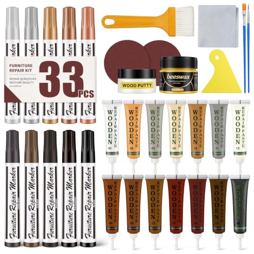Wood Furniture Repair Kit Markers Touch Up Scratch Cover for Dark Wood