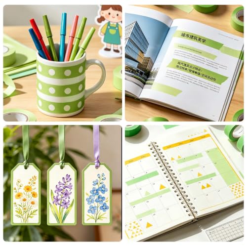 ADHES Green Delicate Surface Washi Masking Tape Painter Tape 0.7Inch - size: 18mm x 50m