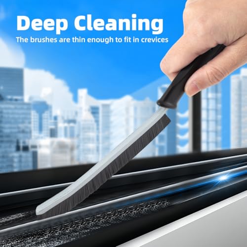 TQRR 3Pcs Hard Bristle Crevice Cleaning Brush-Thin Grout Scrub Brush - color: Light Blue
