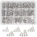 542PCS #4#6#8#10#12 Phillips Head Screw Set Stainless Steel Wood Screws Assortment Kit, Assorted Sheet Metal Self Tapping Screws, 18-8(304) Stainless Steel (pan Silver) - style: pan silver