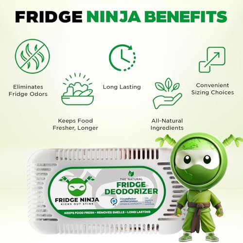 Fridge Ninja Fridge Deodorizer, Activated Charcoal Odor Absorber, 2 Pack - size: 1 Count (Pack of 2)