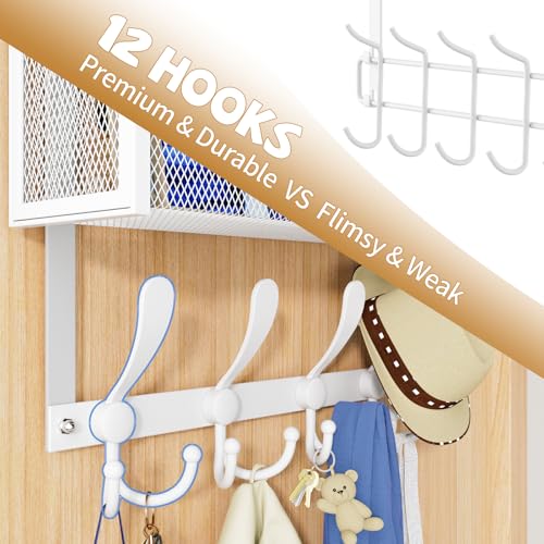 Kaiferty Over The Door Hooks Organizer, Coat Rack Over The Door Storage Hanger Towel Rack, Back of Door Storage Organizer for Bathroom,Bedroom,Kitchen,Office (White, 2-Tier) - color: White, size: 2-Tier