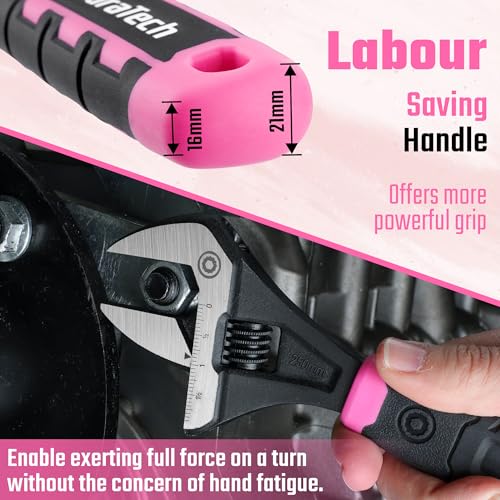 DURATECH 10-Inch Wide Jaw Adjustable Wrench - color: Black & Pink, size: 10-Inch