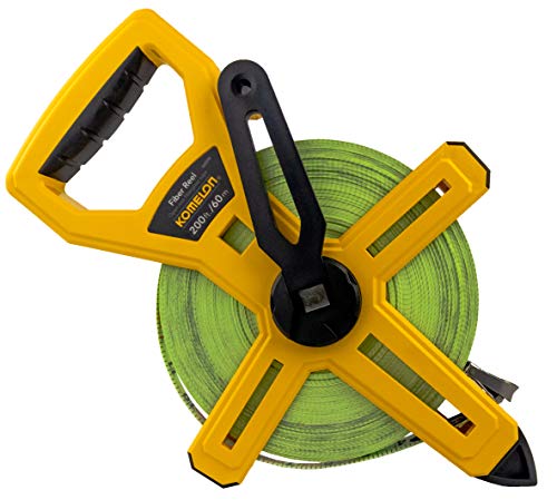 Komelon 6622IM Fiber Reel Long Open Reel Tape Measure Inch/Metric Scale with Double Nylon Coated Fiberglass Blade 200-Feet/60M by 1/2-Inch - size: 61 m